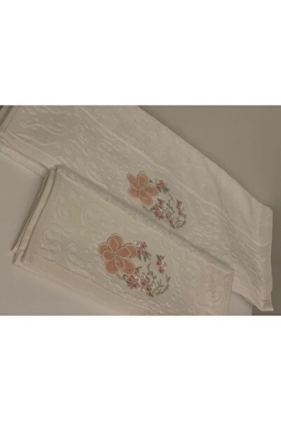 Fiesta Cream Daisy Bamboo Embroidered Dowry Towel Set - 6 Pieces 50X90 / 6 Pieces 30X50