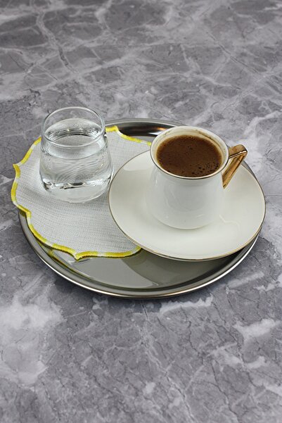 WEARE2 Gradient Yellow Colored Embroidered Linen Effect 2-Piece Cocktail Napkins