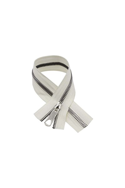 The Fabric Yarn Başlıklı Beyaz Fermuar Gümüş 50 Cm