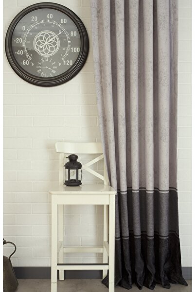 MASSARELLI Fon Perde Siyah Gri 1-2,5 Orta Sık Pile 60x260 cm