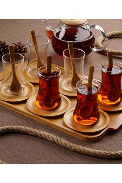 ACAR Bambu Tabaklı Çay Bardağı 6'lı Porj-010940
