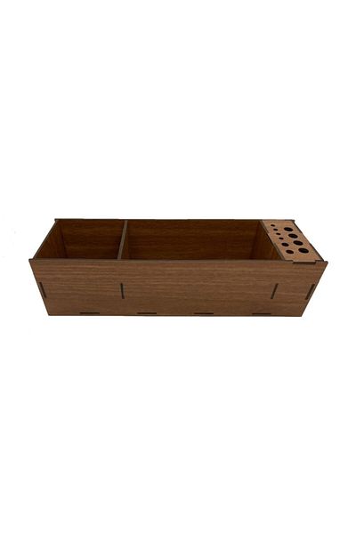 Notpa Wooden Brown Desktop 8-Piece Acrylic Organizer