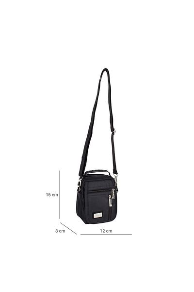 SEVENTEEN Men's Black Multi-Eye Strap Handbag 3450