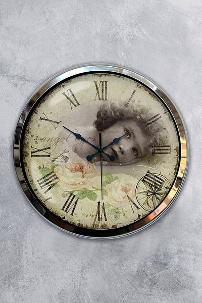 Kasva Concept Δώρο Διακοσμητικό Ρολόι τοίχου 40 cm Chrome Metal Angel Eyes