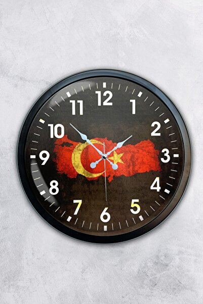 AİB STORE هدية ساعة حائط تركية معدنية سوداء مقاس 40 سم