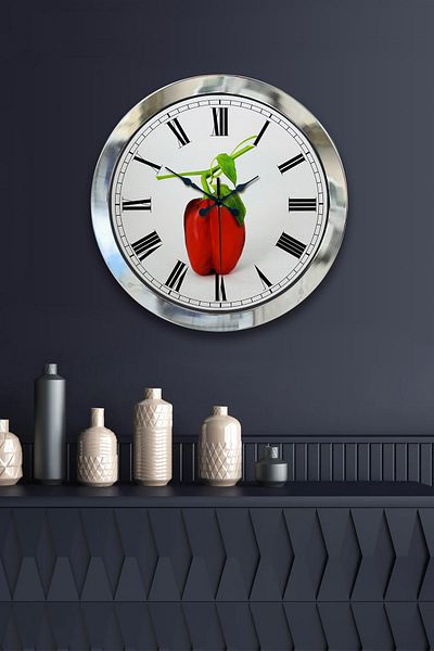 Kasva Concept Gift 36 cm Chrome Metal Kitchen Wall Clock