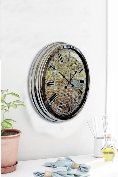 Kasva Concept Δώρο ρολόι τοίχου 40 εκ. Chrome Metal Vintage