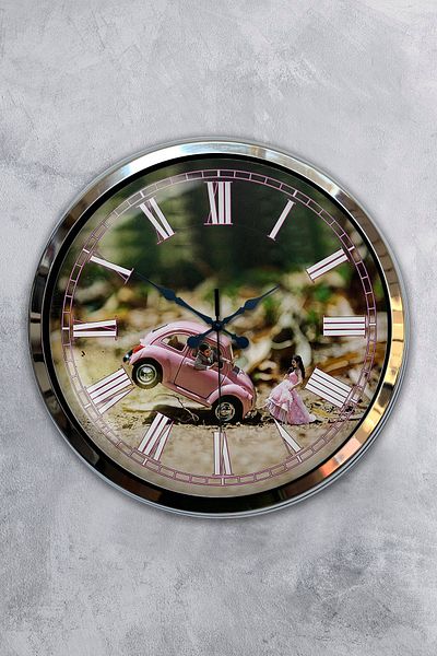 Kasva Concept Gift 40 cm Chrome Metal Tosbağa Wall Clock