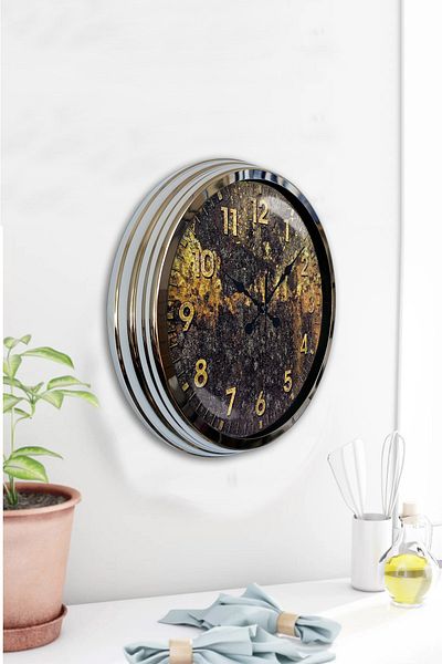 Kasva Concept Ceas de perete decorativ cadou 40 cm din metal cromat de culoare retro