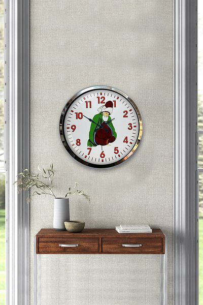 Kasva Concept Gift 40 cm Chrome Metal Mevlana Wall Clock