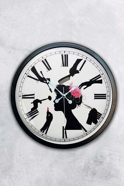 Kasva Concept Gift 40 cm Black Metal Hairdresser Wall Clock