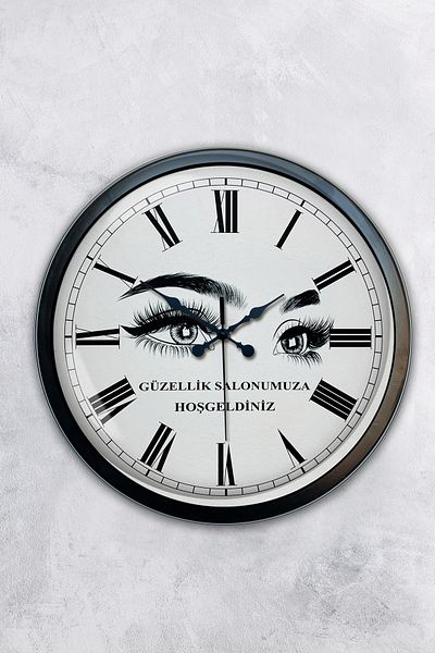 Kasva Concept Ceas de perete pentru salon de frumusete din metal negru de 40 cm