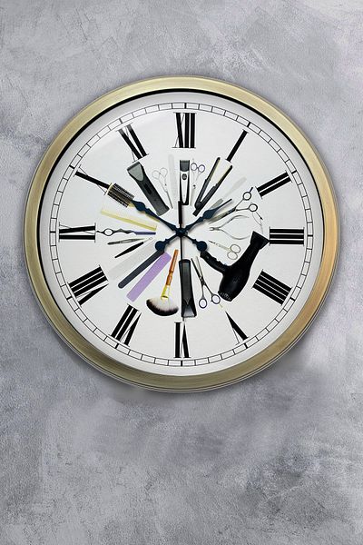 Kasva Concept Gift 40 cm Antique Metal Hairdresser Wall Clock
