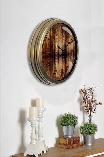 Kasva Concept 40 cm Antique Metal Wood Look Gift Wall Clock