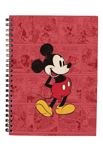 Bikutumutluluk Hediyelik - N0115 A5 Tasarım Spiralli Defter - Mickey Kırmızı