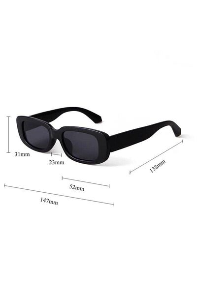 JULIANO Unisex Black Rectangle Vintage Retro Sunglasses