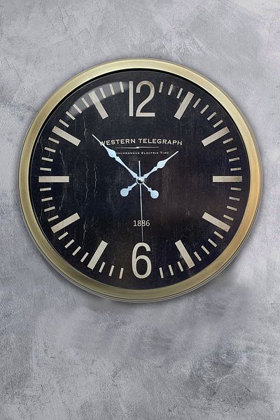 Kasva Concept Ceas de perete telegraf din metal antic de 40 cm