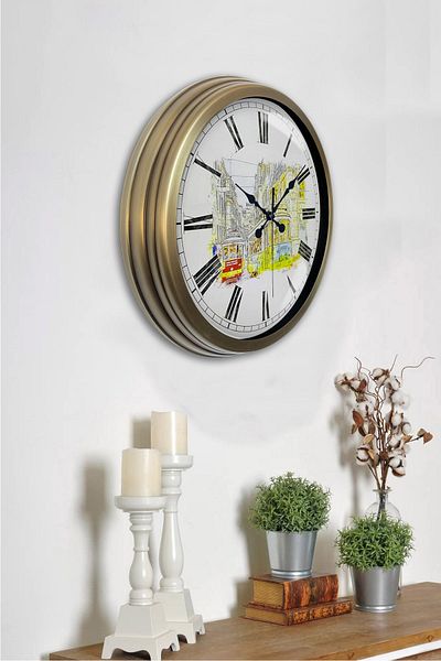 Kasva Concept Gift 40 cm Antique Metal Nostalgia Wall Clock