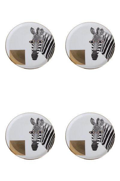 Porland Wild Life Zebra Flat Plate 20cm Set of 4