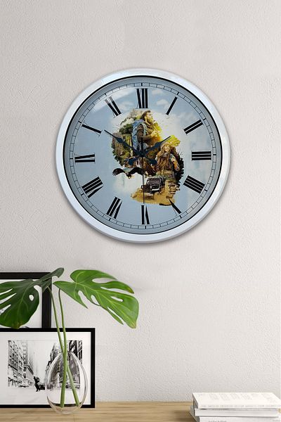 Kasva Concept Gift 40 cm White Metal Nature Adventure Wall Clock