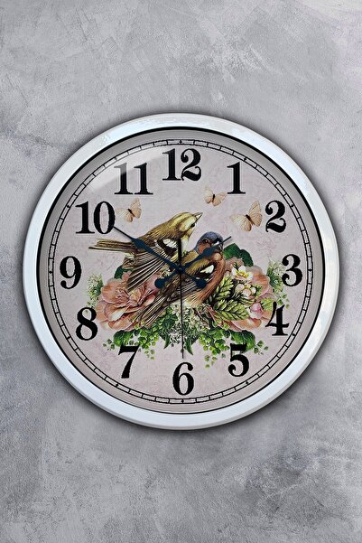 Platin Saat هدية ساعة حائط على شكل طيور معدنية بيضاء مقاس 40 سم