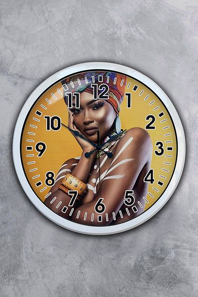 Kasva Concept Ceas de perete femeie africană din metal alb de 40 cm