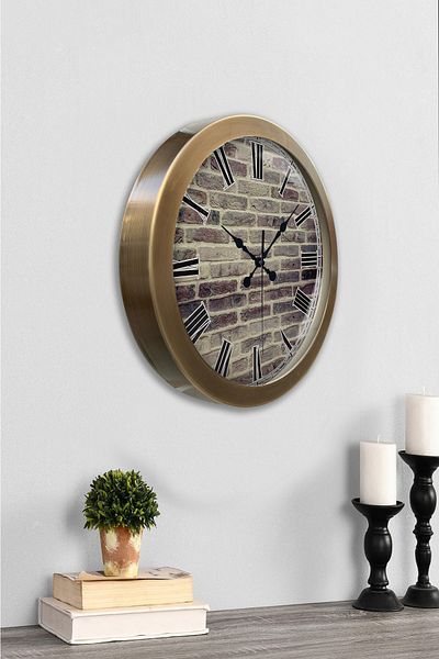 Kasva Concept Gift 36 cm Antique Metal Stone Wall Clock