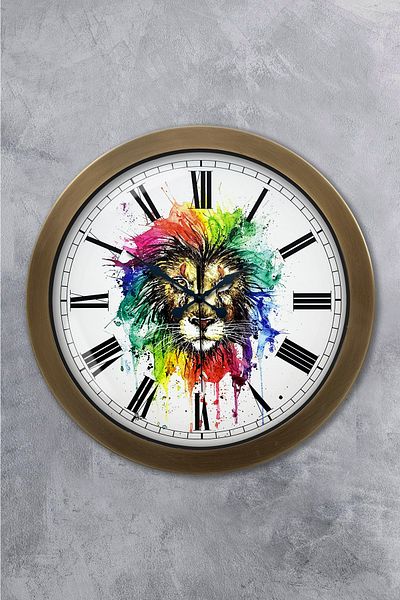Kasva Concept Gift 36 cm Antique Metal Lion Wall Clock