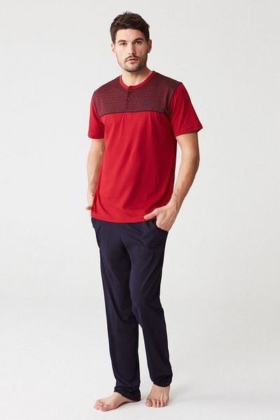Mod Collection Men's Claret Red Pajama Set