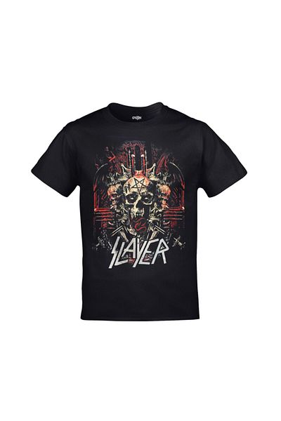 Orijin Tekstil Μπλουζάκι Slayer εμπρός και πίσω με στάμπα μαύρο