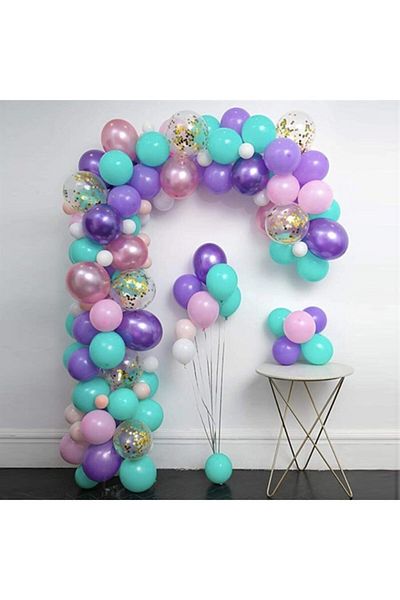 ÖYKÜ SÜS Pink Purple Themed Chain Balloon Set