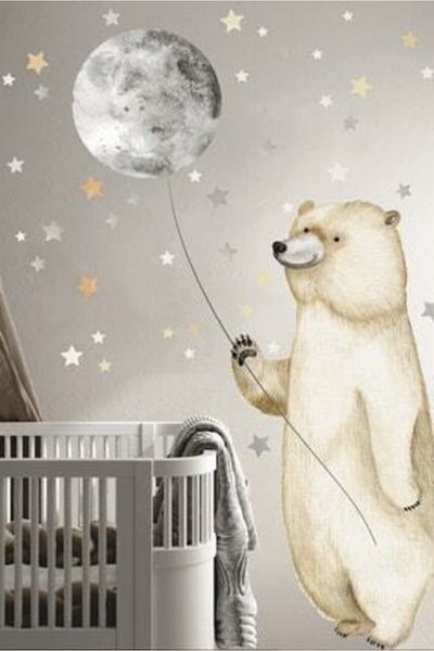 Sim Tasarım Moon Bear - Moon And Polar Bear Wall Sticker