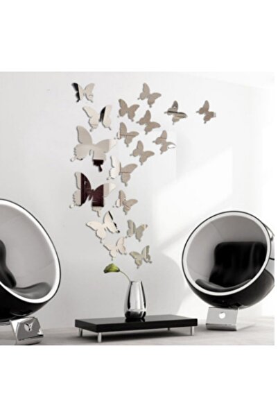 Genel Markalar Gümüş Pleksi Kelebekler Duvar Süsü 30 Adet
