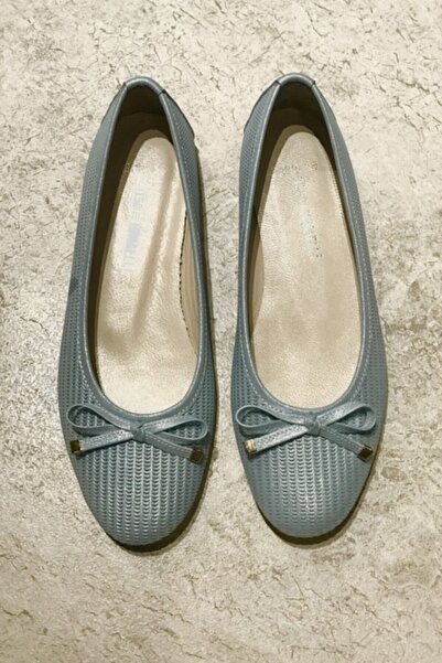 TUNAELLİ Kadın Mavi Hakiki Deri 35-41 Numara Babet