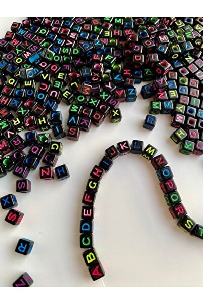 Frazer 6 мм кубични мъниста с цветни букви на черен фон, мъниста с азбука 350...