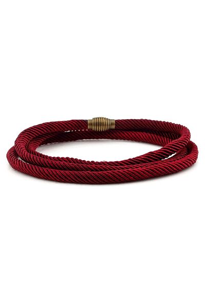 Solfera Men's Three Sira Wrap Magnetic Clip Claret Red Color Bracelet BT466