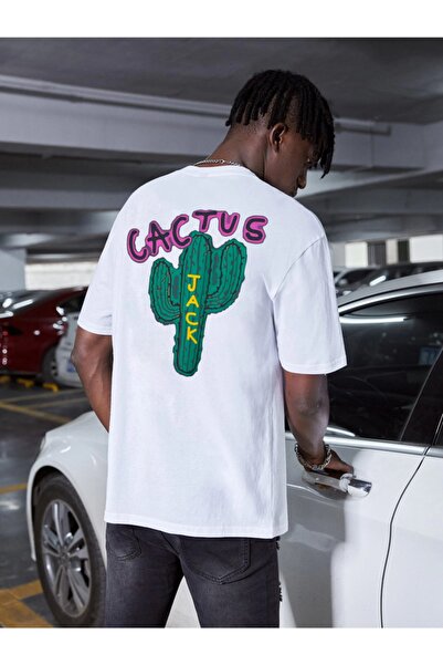 No Plan Μπλουζάκι Cactus Jack Back Printed Λευκό Oversize Unisex μπλουζάκι