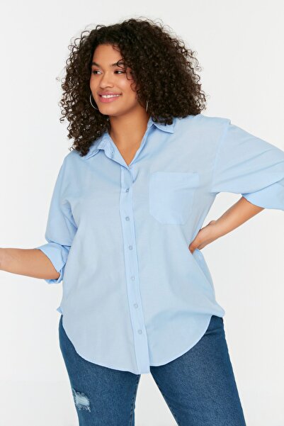 Trendyol Curve Plus Size Shirt - Blue - Regular fit