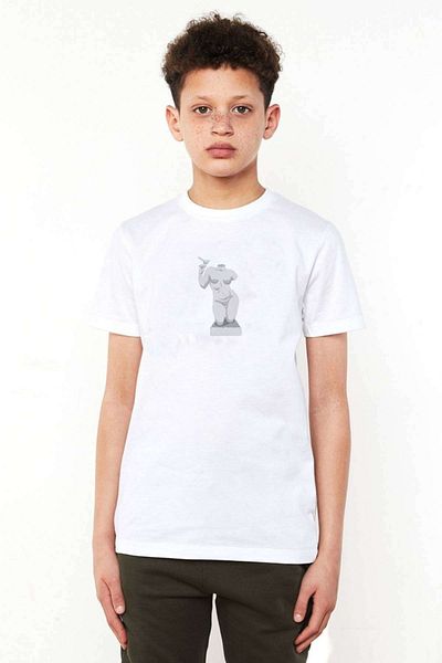 QIVI Tricou alb unisex pentru copii cu bust cu sculptură antică