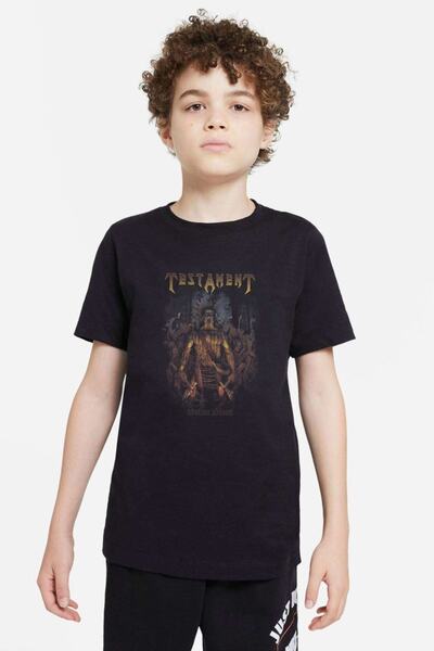 QIVI Testament Native Blood Štampano Unisex dečija crna majica