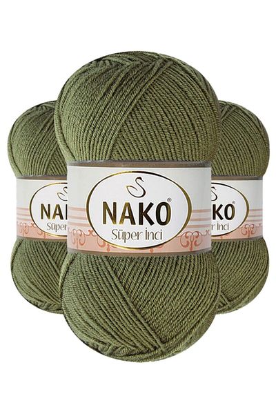 NAKO Super Pearl 4234 (KHAKI) Πλεκτό Χειροποίητο Σπάτσο/μαλλί 1 Τεμάχιο