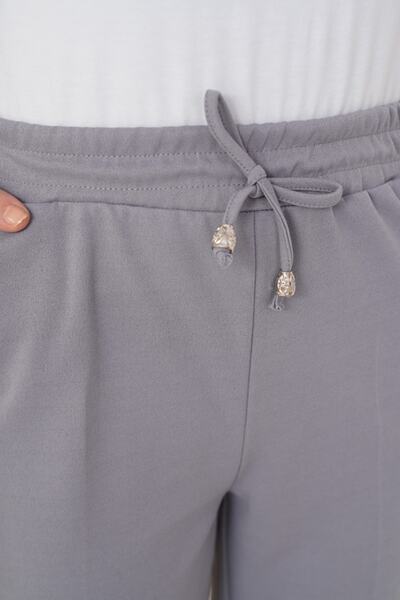 benguen Šedé kalhoty Skinny Leg - provazové detailní elastické kalhoty