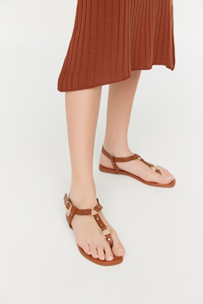 TRENDYOL SHOES Sandals - Brown - Flat