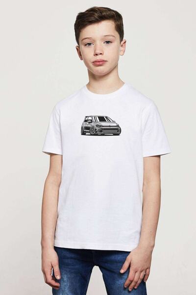 QIVI Vw Golf GTI Štampano Unisex dečija bela majica