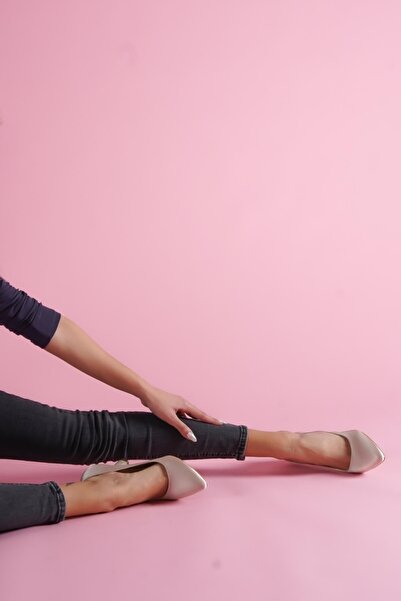 DİVOLYA Vest Beige Satin Daily Use Stiletto