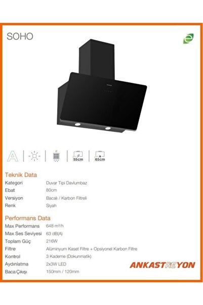 Silverline Siyah Cam Ankastre Set Bo6504b01-cs5426b01-3457 Soho 80 Cm