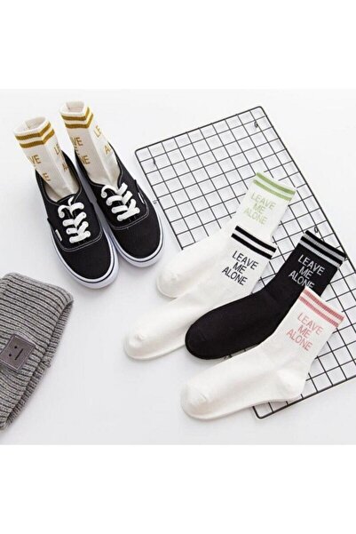 footmania Комплект дамски чорапи за колеж с шарка „Leave Me Alone“, 5 инча.