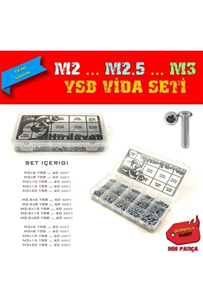 Site Hırdavat M2 M2.5 M3 Ysb Vida Seti, 900 Parça, Dopdolu Paket