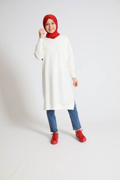 Soul Εκρού Μακρύ Hijab Tunic - Χειμερινό χιτώνα με 2 κλωστές