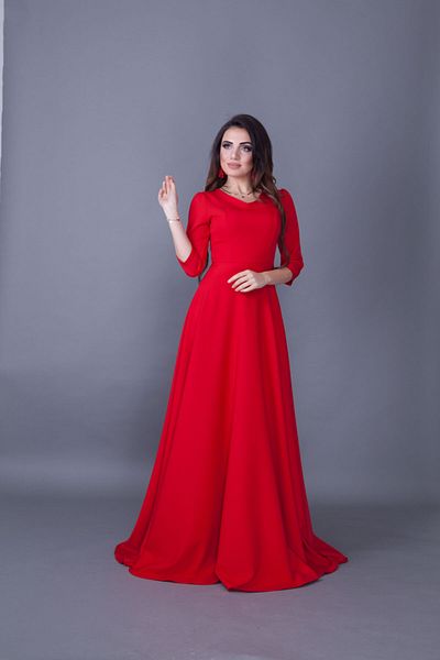 Bidoluelbise Rochie roșie pentru femei, lungime maxi, cu decolteu în V